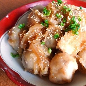 表面さくっと！サトイモと鶏ムネ肉の煮物